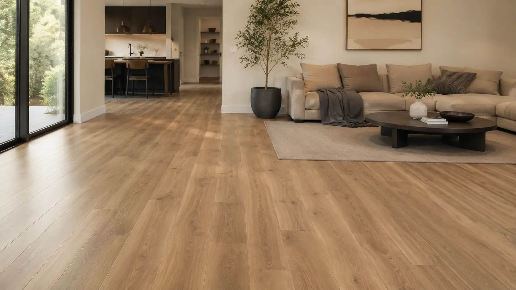 Luxury vinyl plank flooring close-up by Lanin Tile LLC
