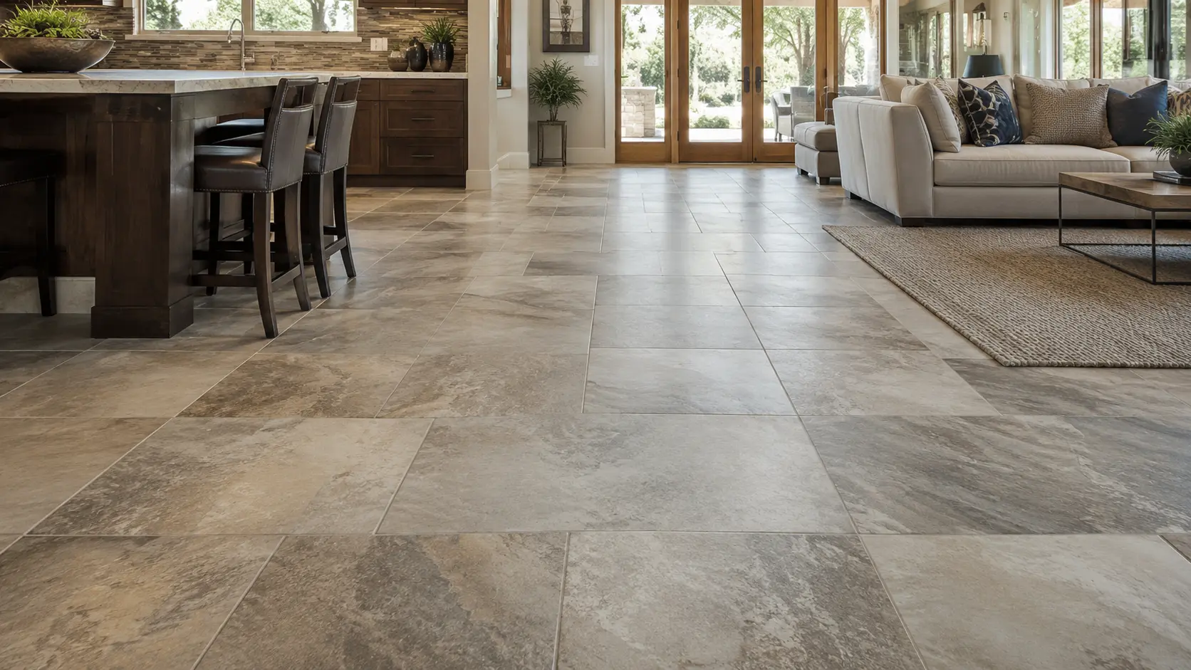 Porcelain tile flooring installation by Lanin Tile LLC